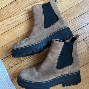Marc fisher brown platform booties
